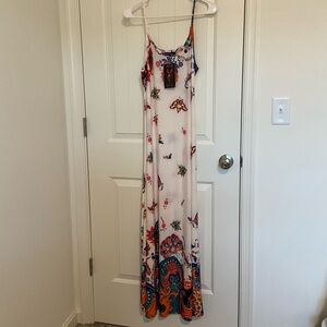 NEW Reborn women’s multicolor‎ paisley maxi adjustable strap stretch dress large